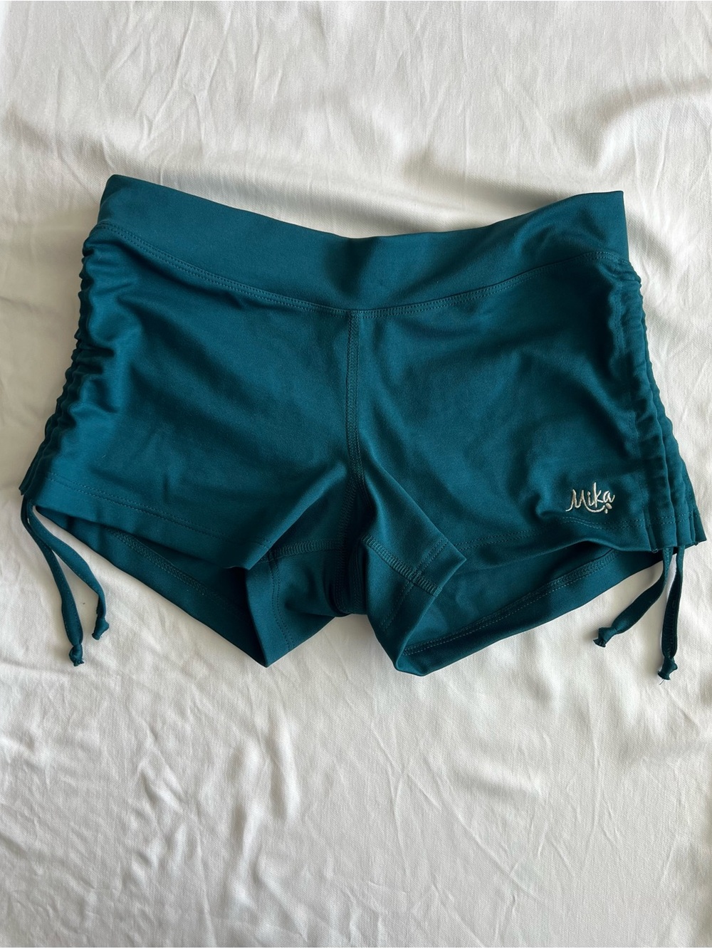 Mika Yoga Wear Teal Ruched Side Hot Yoga Dance Shorts XS
